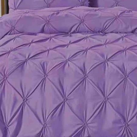 Lenjerie de Pat Bumbac Finet cu Pliuri, Pat Dublu, 6 Piese, Cearceaf cu Elastic - Lila [2]