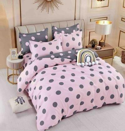 Lenjerii Bumbac Finet Cu Elastic - Lenjerie Pat Dublu din Bumbac Tip Finet, cu Elastic, 6 Piese