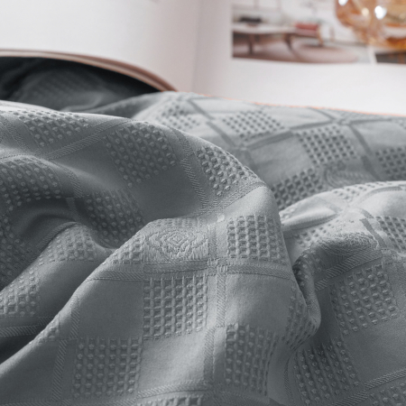 Lenjerie de Pat Bumbac Finet Jacquard, Pat Dublu, 6 Piese - Gri [7]