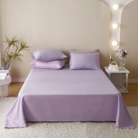 Lenjerie de Pat Bumbac Finet Jacquard, Pat Dublu, 6 Piese - Lila [4]