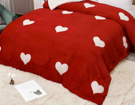 Patura Cocolino cu Blanita, 200x230 cm - Rosu, Inimi [1]