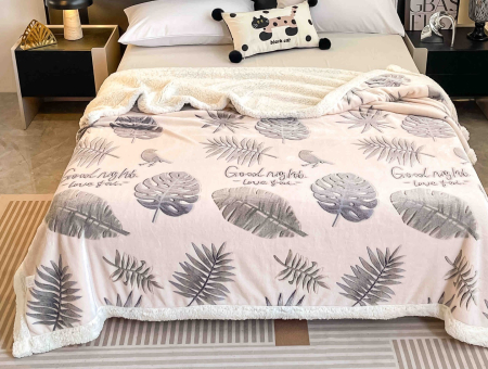 Patura Cocolino cu Blanita, 200x230 cm - Crem, Frunze [1]