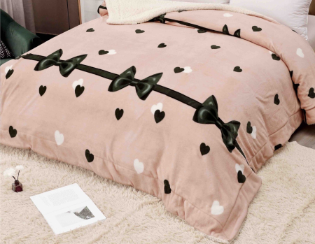 Patura Cocolino cu Blanita, 200x230 cm - Roz, Inimi Fundite [1]