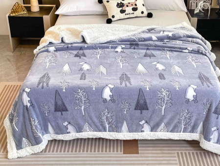 Patura Cocolino cu Blanita, 200x230 cm - Albastru, Bradute [1]