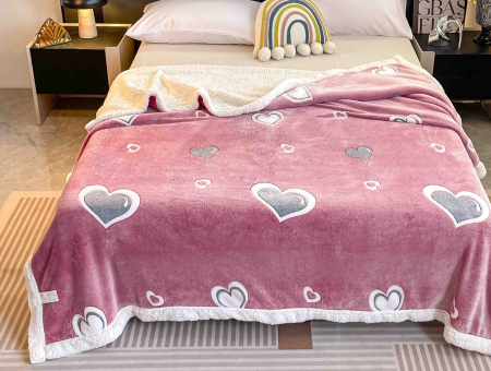 Patura Cocolino cu Blanita, 200x230 cm - Roz, Inimi [1]