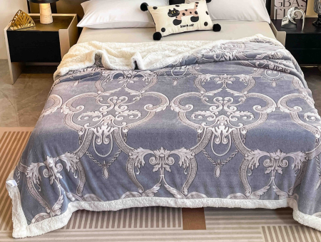 Patura Cocolino cu Blanita, 200x230 cm - Gri, Ornamente [1]