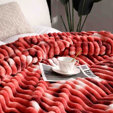 Patura Cocolino cu Dungi, Pat Dublu, 200x230 cm - Rosu Multicolor [3]