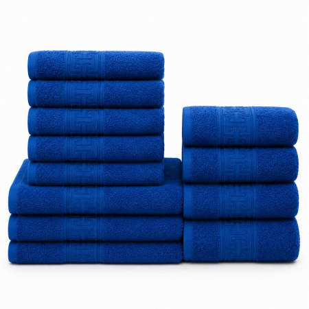 Prosoape Bumbac 100% - Set 12 Prosoape Maini/Fata/Corp, Bumbac 100%, 500g/m² - Albastru Inchis