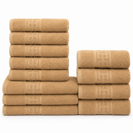 Prosoape Bumbac 100% - Set 12 Prosoape Maini/Fata/Corp, Bumbac 100%, 500g/m² - Bej