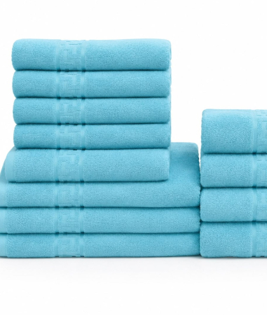 Set 12 Prosoape Maini/Fata/Corp, Bumbac 100%, 500g/m² - Bleu Deschis [1]