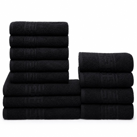 Set 12 Prosoape Maini/Fata/Corp - Set 12 Prosoape Maini/Fata/Corp, Bumbac 100%, 500g/m² - Negru