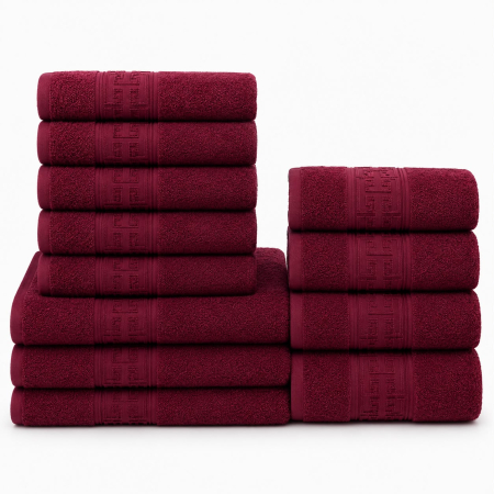 Prosoape Bumbac 100% - Set 12 Prosoape Maini/Fata/Corp, Bumbac 100%, 500g/m² - Grena