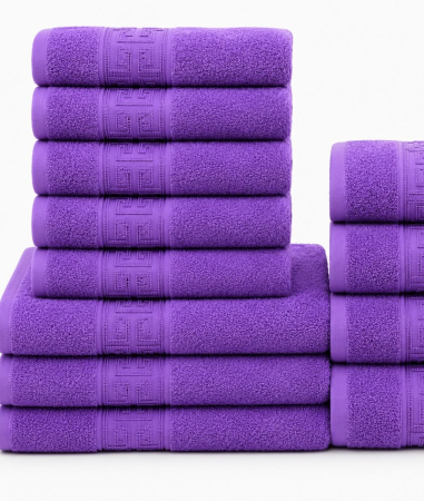 Prosoape de Baie Bumbac 100%, Set 12 Bucati, 500 g/m2, Maini Fata Corp - Mov [1]