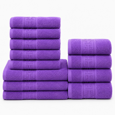 Prosoape Bumbac 100% - Set 12 Prosoape Maini/Fata/Corp, Bumbac 100%, 500g/m² - Mov
