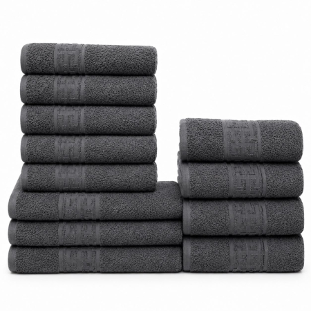 Set 12 Prosoape Maini/Fata/Corp - Set 12 Prosoape Maini/Fata/Corp, Bumbac 100%, 500g/m² - Gri Inchis