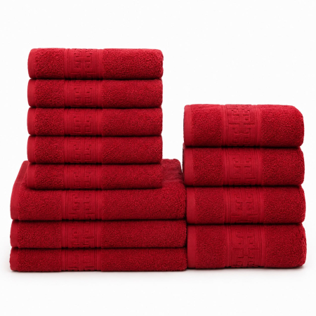 Prosoape Bumbac 100% - Set 12 Prosoape Maini/Fata/Corp, Bumbac 100%, 500g/m² - Rosu