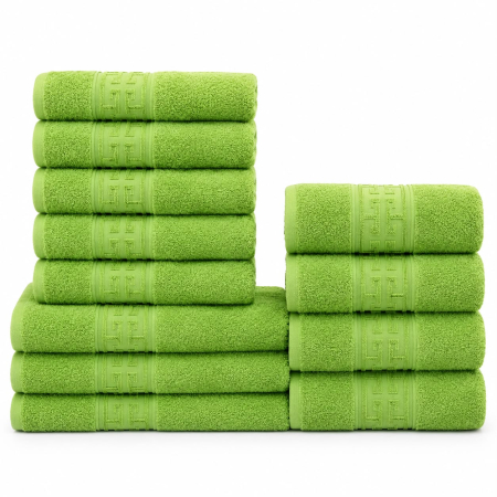 Prosoape Bumbac 100% - Set 12 Prosoape Maini/Fata/Corp, Bumbac 100%, 500g/m² - Verde Deschis