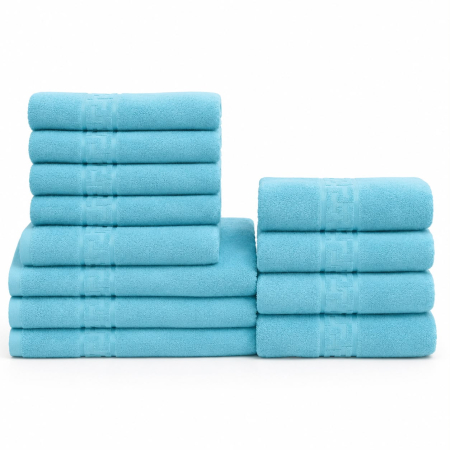 Set 12 Prosoape Maini/Fata/Corp - Set 12 Prosoape Maini/Fata/Corp, Bumbac 100%, 500g/m² - Bleu Deschis