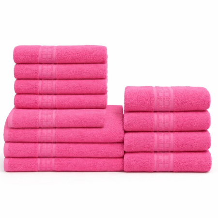 Prosoape Bumbac 100% - Set 12 Prosoape Maini/Fata/Corp, Bumbac 100%, 550g/m² - Roz