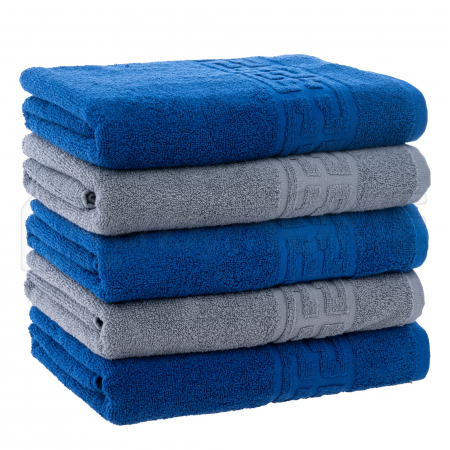 Seturi Cu 5 Prosoape 100% Bumbac - Set 5 Prosoape Baie, Bumbac 100% Albastru,Gri
