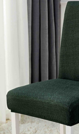 Huse Scaune Microfibra, Elastice, Lavabile, Set 6 Bucati - Verde Inchis [2]