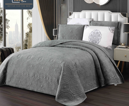 Set Cuvertura Din Catifea 5 Piese - Gri Deschis [1]