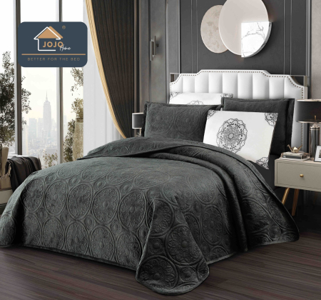 Cuverturi Catifea 5 Piese - Set Cuvertura Din Catifea 5 Piese - Gri Inchis