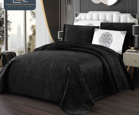 Set Cuvertura Din Catifea 5 Piese - Negru [1]