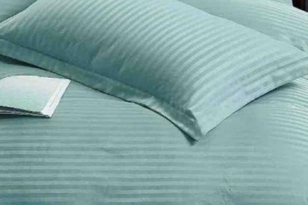 Lenjerie de Pat Bumbac Damasc Finetat, 1 Persoana, 4 Piese - Bleu [2]