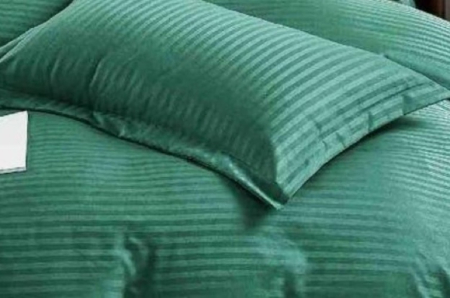 Lenjerie de Pat Bumbac Damasc Finetat, 1 Persoana, 4 Piese - Verde Smarald [2]