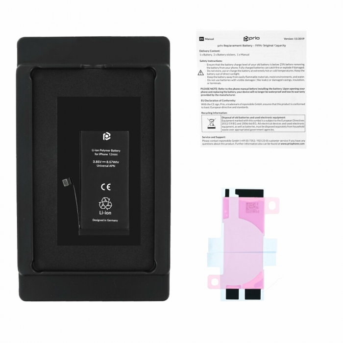 Acumulator Prio compatibil cu iPhone 12 Mini, banda adeziva inclusa (Universal APN) [3]