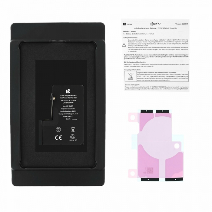 Acumulator Prio compatibil cu iPhone 12 Pro Max, banda adeziva inclusa (Universal APN) [3]