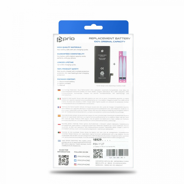 Acumulator Prio compatibil cu iPhone 14, banda adeziva inclusa (Universal APN) [5]