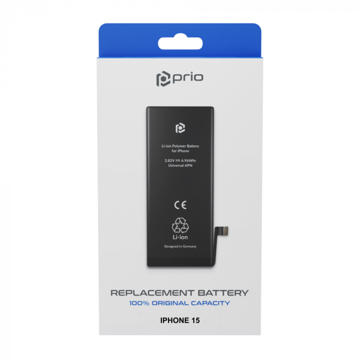 Acumulator Prio compatibil cu iPhone 15, banda adeziva inclusa (Universal APN) [4]