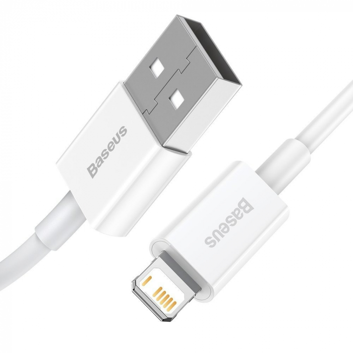 CABLU alimentare si date Baseus Superior, USB la Lightning Iphone 2.4A, 1m, alb, Incarcare Rapida [2]
