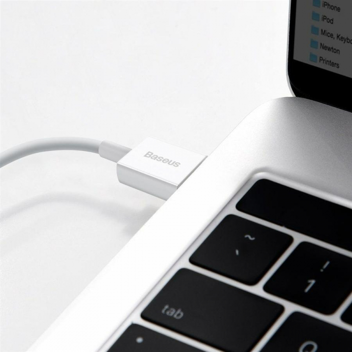 CABLU alimentare si date Baseus Superior, USB la Lightning Iphone 2.4A, 1m, alb, Incarcare Rapida [5]