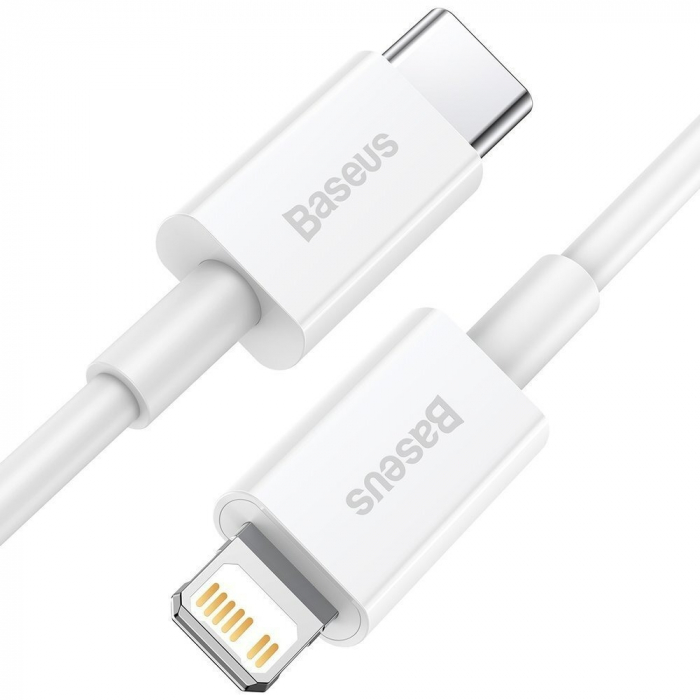 CABLU alimentare si date Baseus Superior, Incarcare Rapida, USB Type-C la Lightning Iphone PD 20W, 1m, alb [2]
