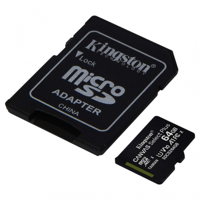 Card de memorie MicroSDXC 64GB Kingston Canvas Select Plus, clasa 10, standard UHS-I U1 - Adaptor inclus [2]
