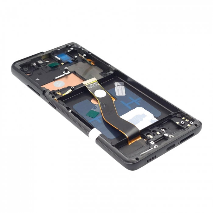 Display compatibil Samsung S21 Ultra (G998), Negru, Soft OLED - Cu rama [2]