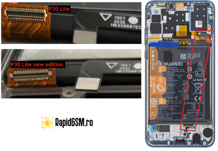 Ecran display Huawei P30 Lite New Edition (2020) cu rama si acumulator, Albastru, 48 MP (Original Service Pack) [3]