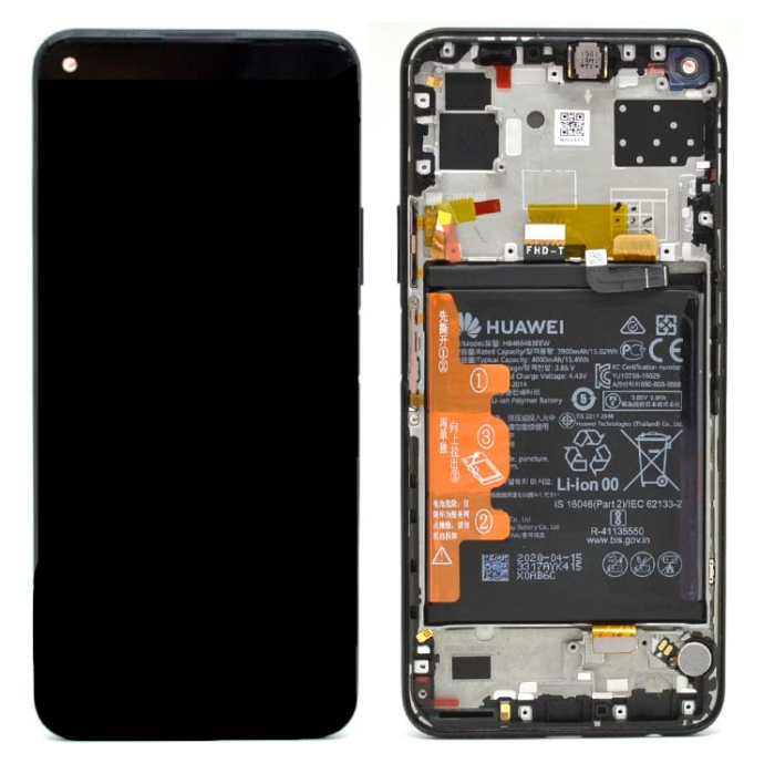 Ecran display Huawei P40 Lite 5G, Negru, cu rama si acumulator (Original Service Pack) [1]