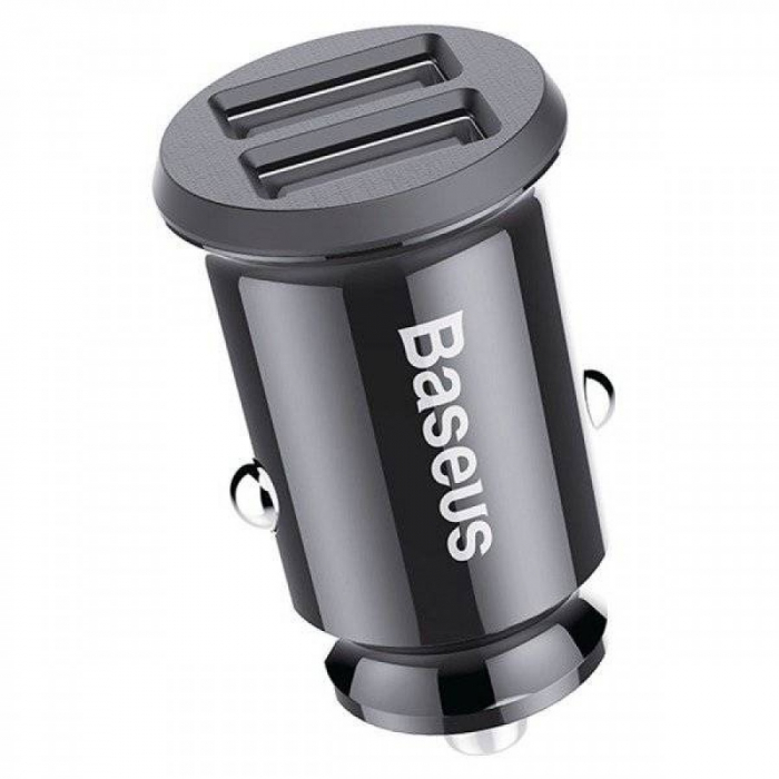INCARCATOR auto Baseus Grain, 2 x USB Output 5V/3.1A, 15W total ambele porturi, pt. bricheta auto, negru "CCALL-ML01" [4]