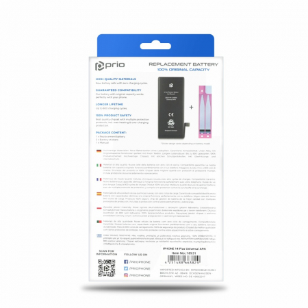Acumulator Prio compatibil cu iPhone 14 Plus, banda adeziva inclusa (Universal APN) [4]
