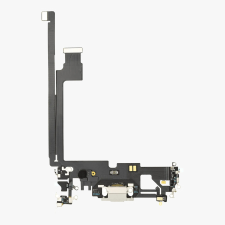 Piese din dezmembrari (SWAP) - Banda flex cu conector incarcare si microfon iPhone 12 Pro Max, Silver (Original SWAP)