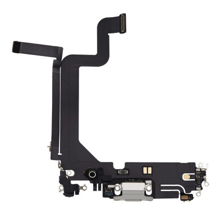 Piese din dezmembrari (SWAP) - Banda flex cu conector incarcare si microfon iPhone 14 Pro Max, Silver (Original SWAP)