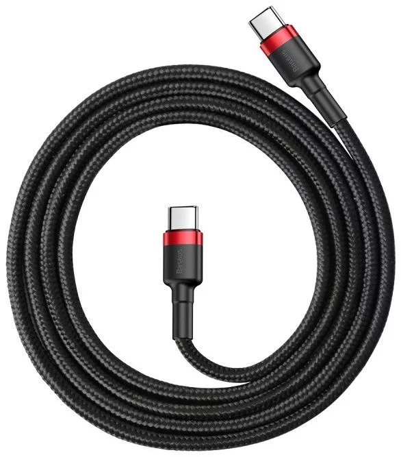 CABLU alimentare si date Baseus Cafule, Incarcare Rapida 3A / 60W, USB Type C - Type C, braided, 1m, rosu cu negru [4]