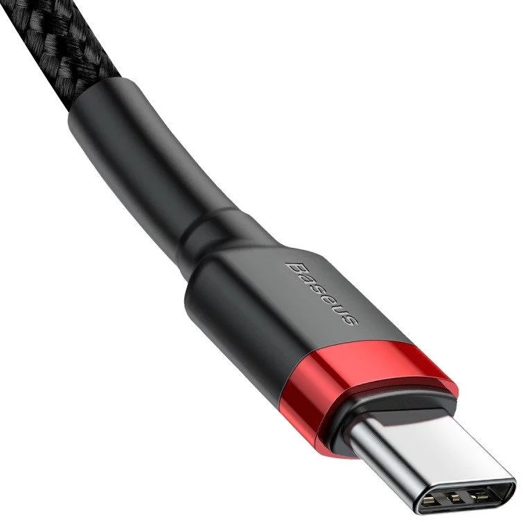CABLU alimentare si date Baseus Cafule, Incarcare Rapida 3A / 60W, USB Type C - Type C, braided, 1m, rosu cu negru [3]