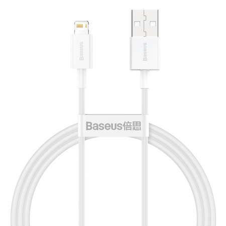 Cabluri - CABLU alimentare si date Baseus Superior, USB la Lightning Iphone 2.4A, 1m, alb, Incarcare Rapida