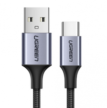 Cabluri - CABLU alimentare si date Ugreen, "US288", Incarcare Rapida, USB la USB Type-C 3A, nickel plating, braided, 1.5m, negru