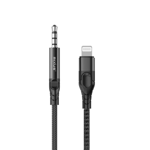 Cabluri - Cablu audio Lightning la AUX 3.5mm Rixus RXMU35L 1.2m Negru